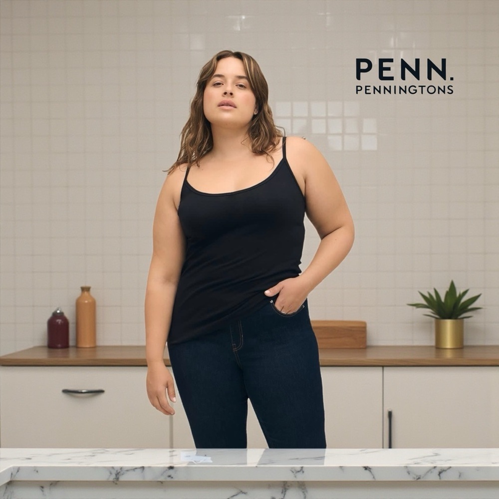 Penningtons (d/C Jeans), Plus Size Black Fitted Camisole – Adjustable Straps, 2X